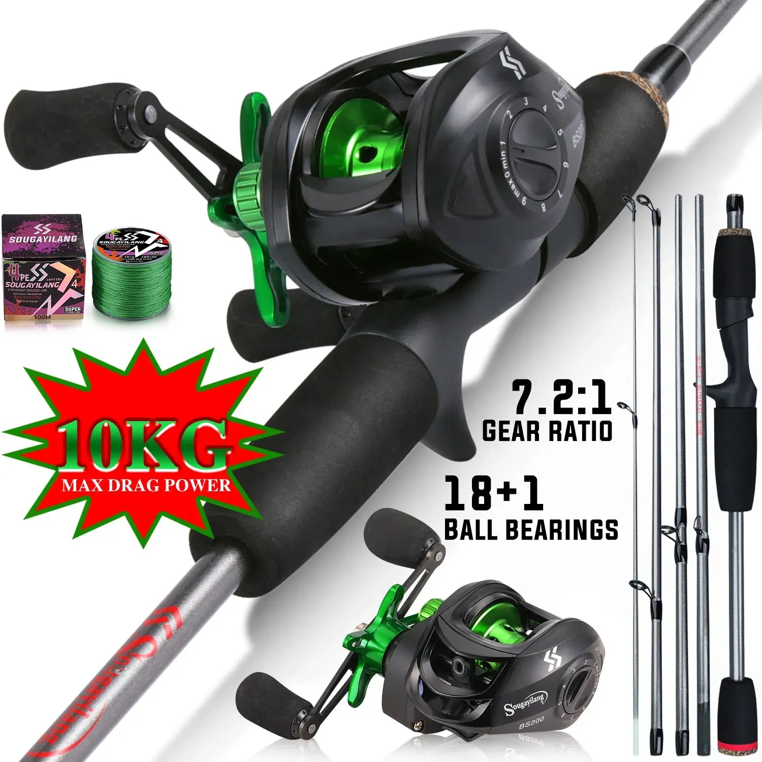 Fishing Rod Combo - Sougayilang 낚싯대 콤보 1.7m 탄소 섬유