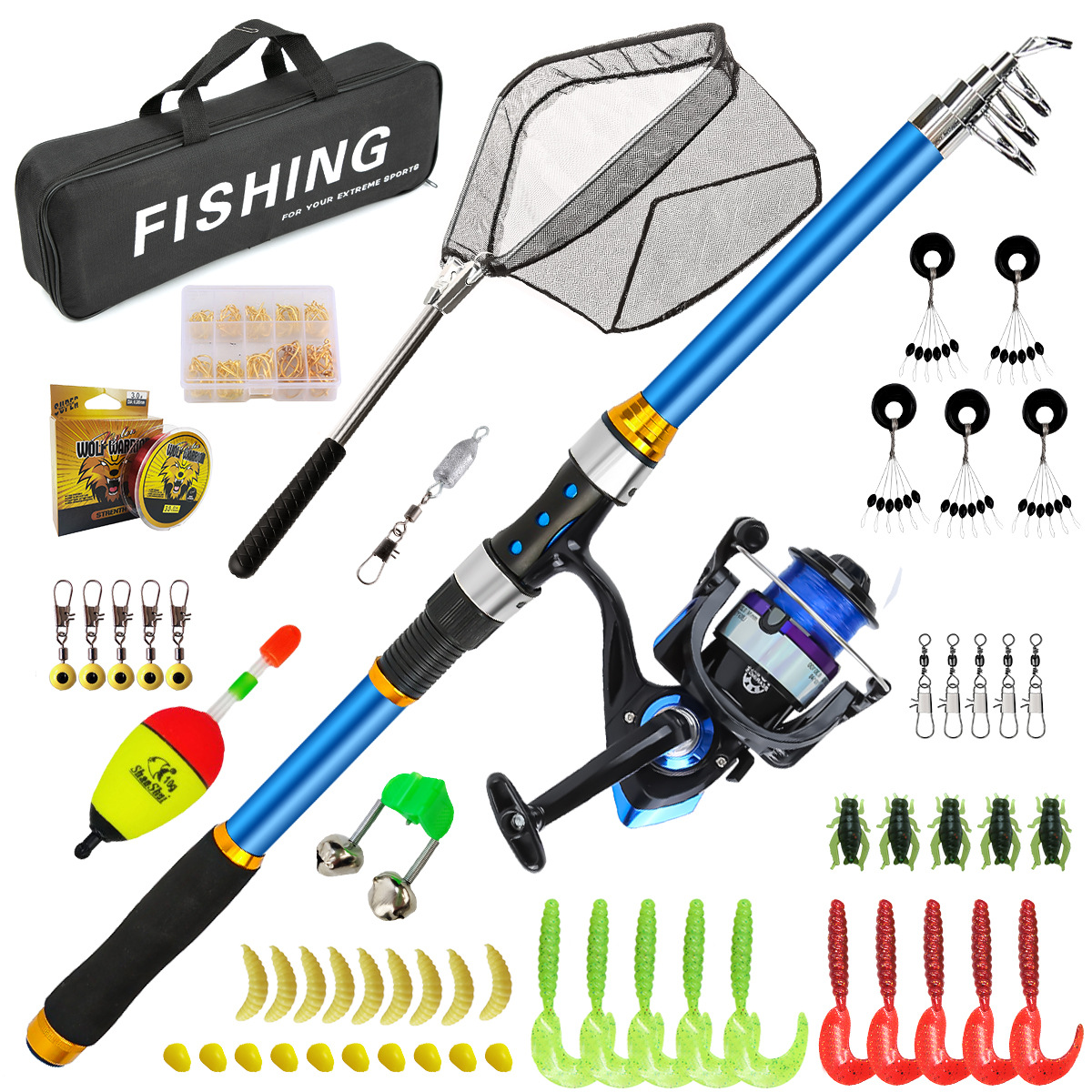 Fishing Rod Combo - 릴 및 액세서리가 포함된 2.1-3.6M 텔레스코픽