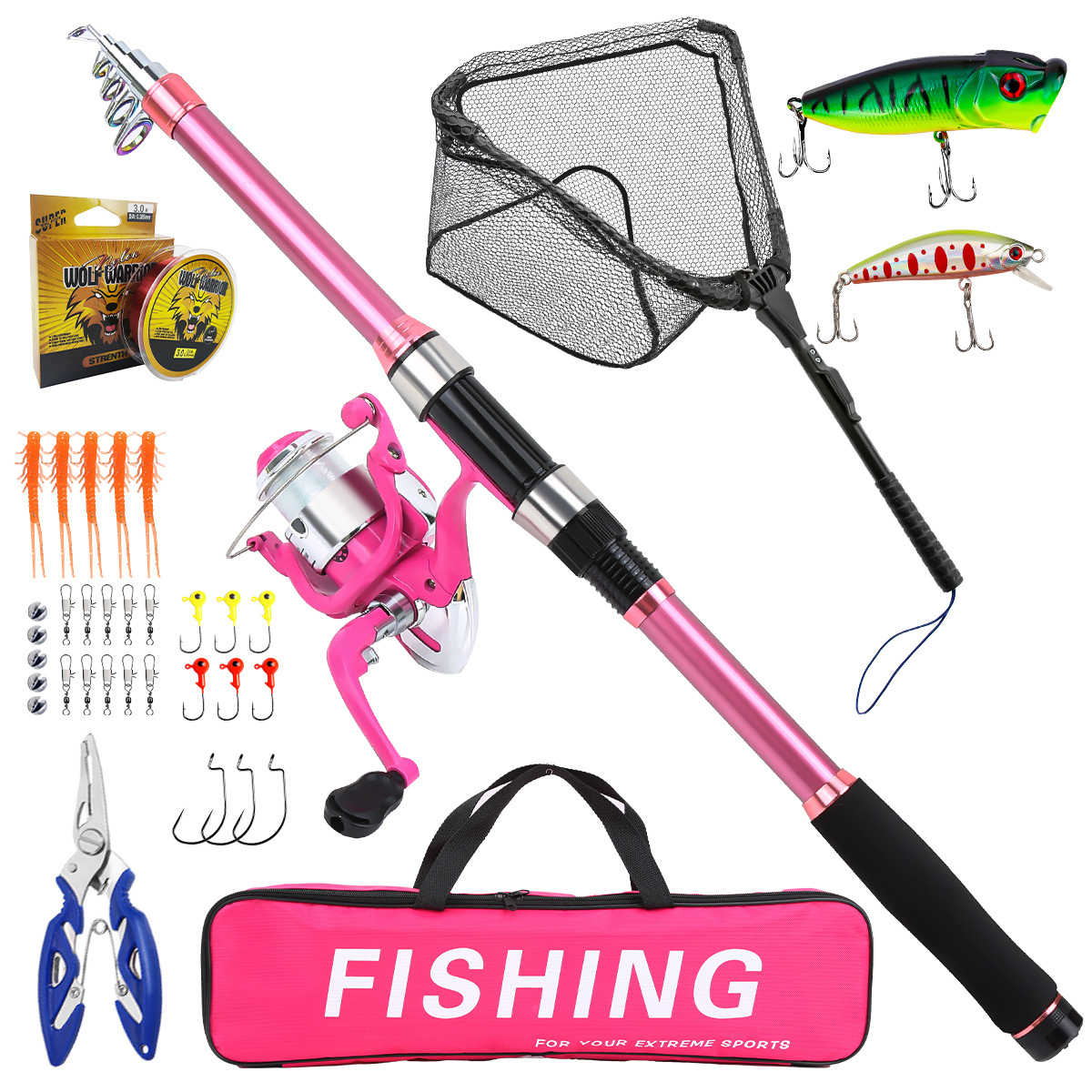 낚싯대 세트 풀 키트, 텔레스코픽 낚싯대와 스피닝 릴, - Fishing Rod Combo 리뷰 및 가격