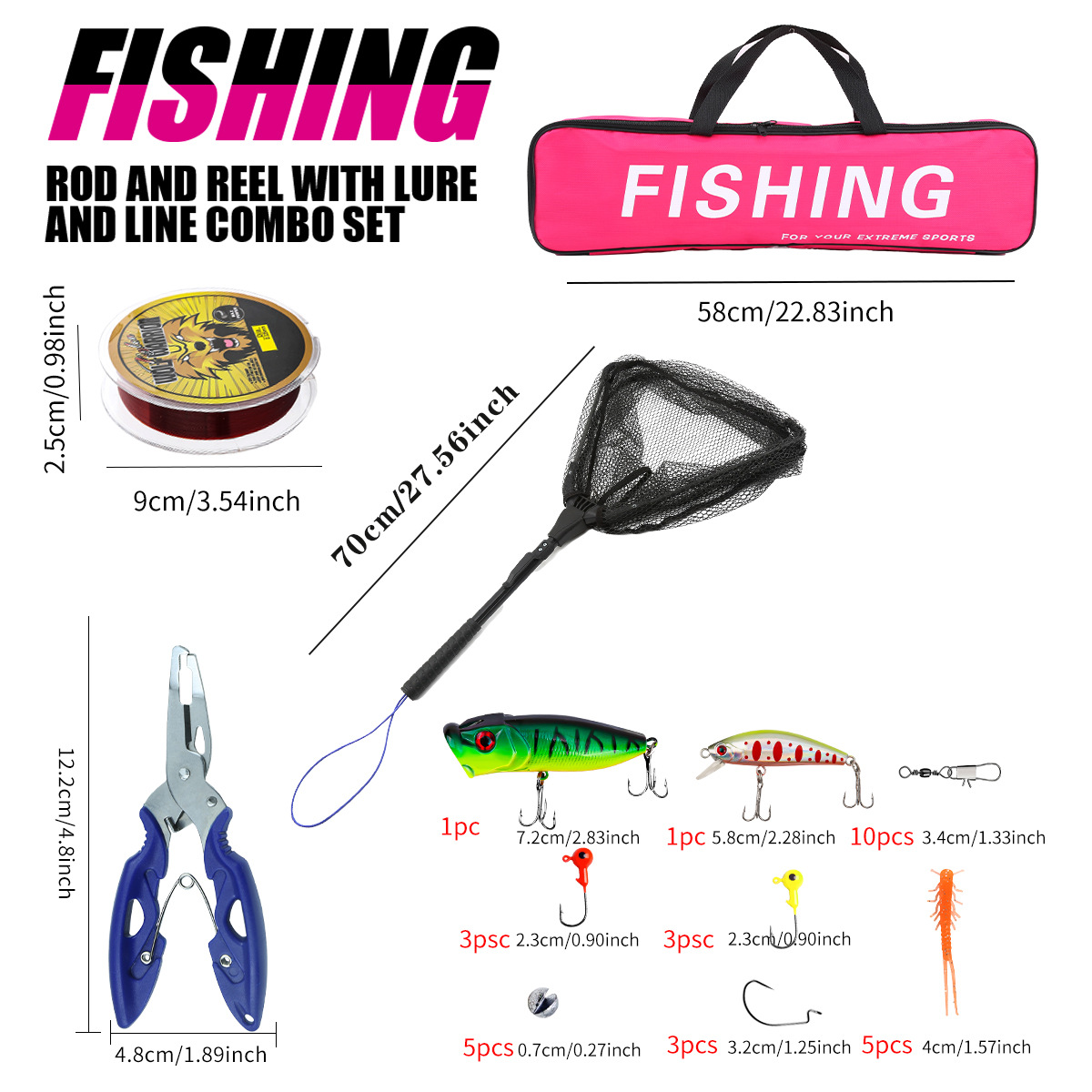 낚싯대 세트 풀 키트, 텔레스코픽 낚싯대와 스피닝 릴, - Fishing Rod Combo 리뷰 및 가격